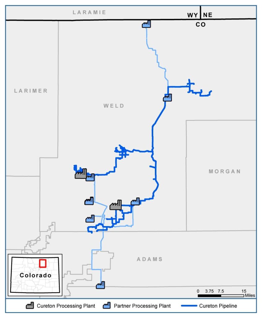 Map of Cureton Midstream's Operations